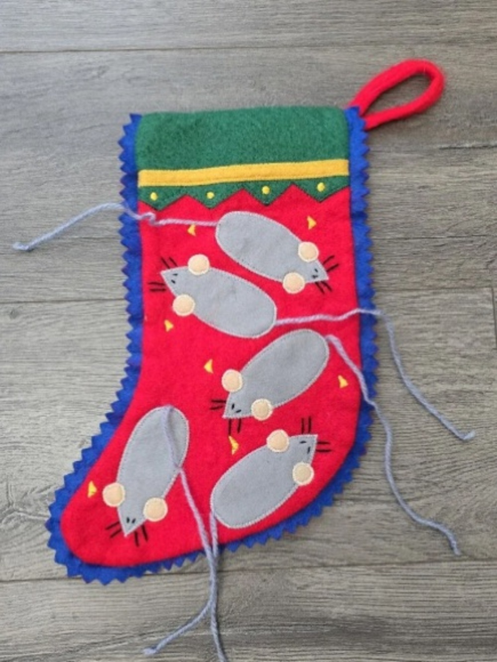 Festive Red Duvet Cover with Playful Gray Mouse Appliqués